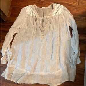 Dolma Elegant‎ Cream Women's Top 100 percent linen